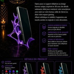 Set Bureau Horreur 3 Pièces | Support Casque, Support Téléphone & Pot à Crayons | Décoration Gamer | Impression 3D PLA