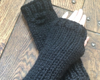 Knit Chunky Fingerless Gloves,  Fingerless Gloves, Winter Gloves, Winter Accessory, Chunky Gloves