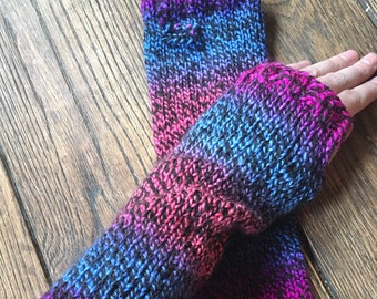 Knit Fingerless Gloves Ladies Accessory Hand Made Arm Warmers