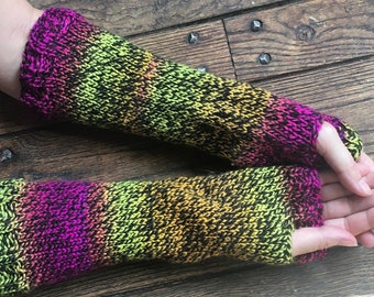 Fingerless Gloves Ladies Gift for Her Hand Made Knit Arm Warmers