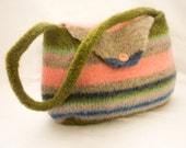 Ladies Striped Purse green pink blue purse Handmade felted great gift for a birthday or Anniversary By Lala on Etsy