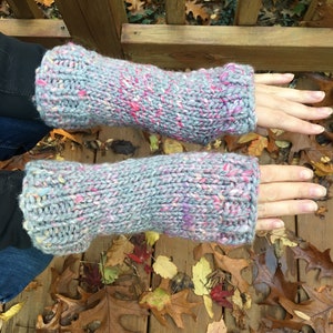 Chunky Knit Fingerless Gloves Handmade Mother's Day Gift image 1