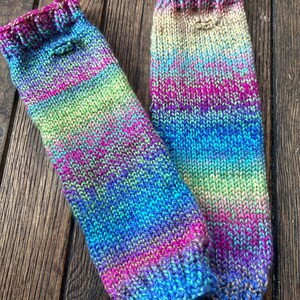 Multicolor Knit Fingerless Gloves, hand made arm warmers winter accessory image 6