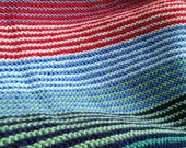 Baby Boy Blanket and Teddy Bear Ready to Ship handknit Stripped Red Blue Green Yellow with Blue and Green Baby Shower Gift Baby Boy Gift