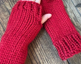 Knit Chunky Fingerless Gloves,  Fingerless Gloves, Winter Gloves, Winter Accessory, Chunky Gloves