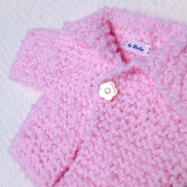 Baby Girl Clothes Baby sweater Newborn girl's handknit sweater and matching hat in soft pastel pink Ready to ship