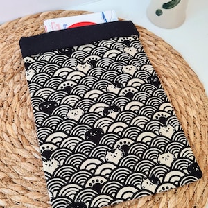 Cat book pouch, book sleeve, Japanese cat pouch