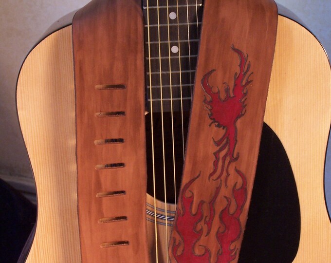 Red Phoenix Firebird Leather Cool Guitar Strap Etsy