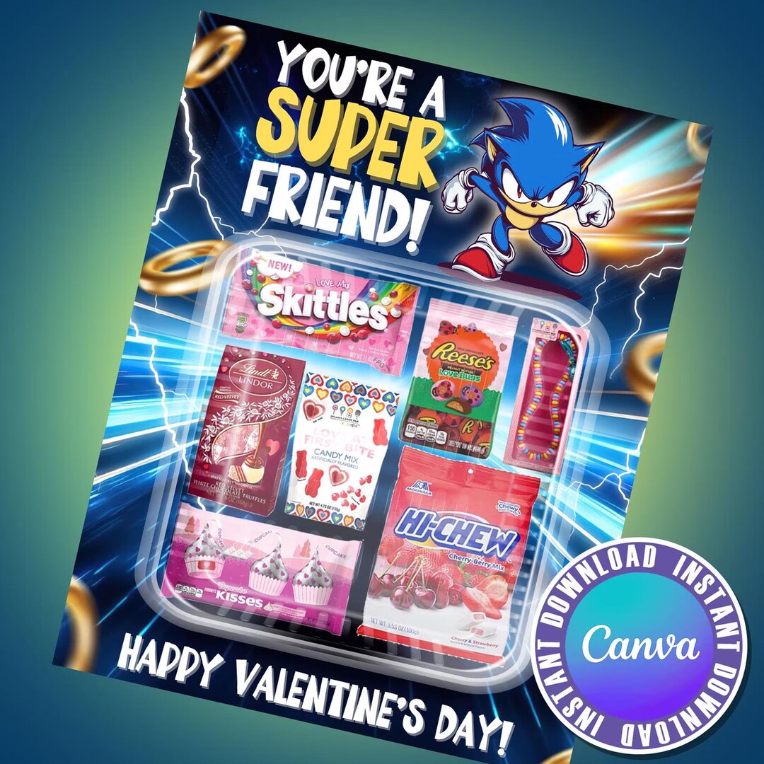 Sonic Valentines Day Card Sonic Design, Jumbo Treat Card Templates ...