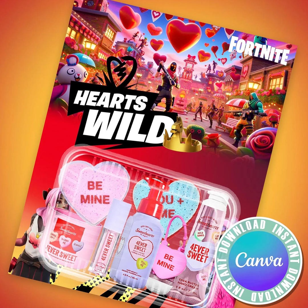 Treat Card - Fortnight Valentine's Day Card Template, Jumbo Kids ...