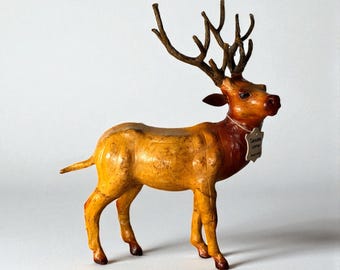 Handcrafted Leather Deer Sculpture – Indian Artisan Wildlife Decor