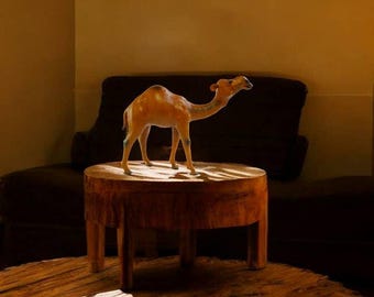 Handcrafted Leather Camel Sculpture – Mid-Century Safari Decor