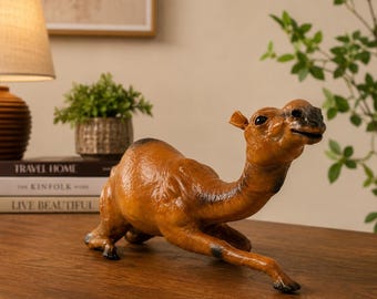 Handmade Leather Camel Figurine, Artisan Desert Decor