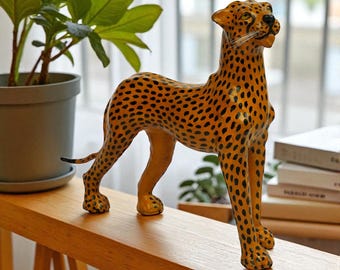 Handcrafted Brown Artisan Cheetah Sculpture