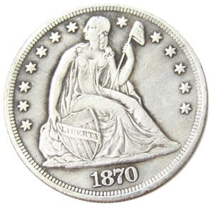 REPLICA 1870-S Seated Liberty Dollar: Silver Plated Replica Coin