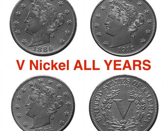 Commemorative COPY 1883-1912 D S P Liberty Head V Nickel PLATED Reproductions Restrike Replica Copy Coin