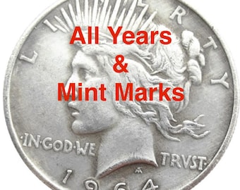 RÉPLICA Conmemorativa REPRODUCCIÓN Copia 1921-1964 D P & S Peace Dollar Moneda réplica plateada