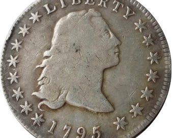 RÉPLICA Copia Conmemorativa 1795 Dólar Estadounidense Cabello Ondulante Plateado Reproducción de Moneda