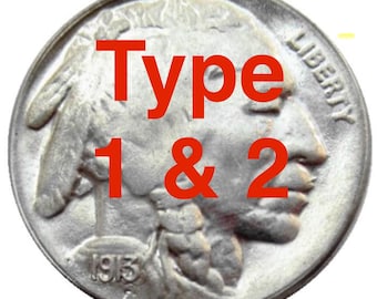 Commemorative REPRODUCTION COPY 1913 Type 1 & 2 S D Raised Mound Buffalo Nickel 5 Five Cents Reproduction Restrike Copy