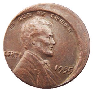 Commemorative COPY 1955 Double Die Error Off Center Lincoln Wheat Penny Cent DD Replica Reproduction Coin.