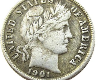 Réplique commémorative COPIE 1901 Barber Dime O S P réplique reproduction plaqué argent