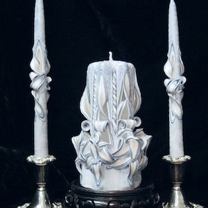 Blue Carved Weave Candle Sm