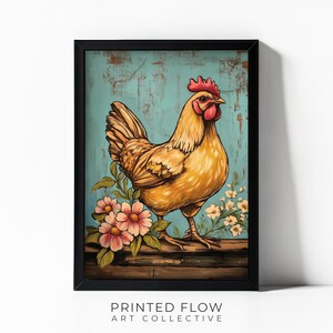Farmhouse Chicken Wall Art - Rustic Printable Artwork - Country-Style Instant Digital Download for Kitchen, Nursery, or Home Decor - FA01