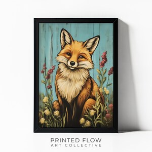 Farmhouse Fox Wall Art - Rustic Printable Artwork - Country-Style Instant Digital Download for Kitchen, Nursery, or Home Decor - FA05