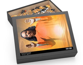 Puzzle, Indian Guru Paramahansa Yogananda Blessings, 120, 252, 500-Piece, Meditation Gift, Spiritual Jigsaw, Mindfulness Activity