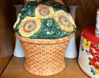 vintage sunflower cookie jar
