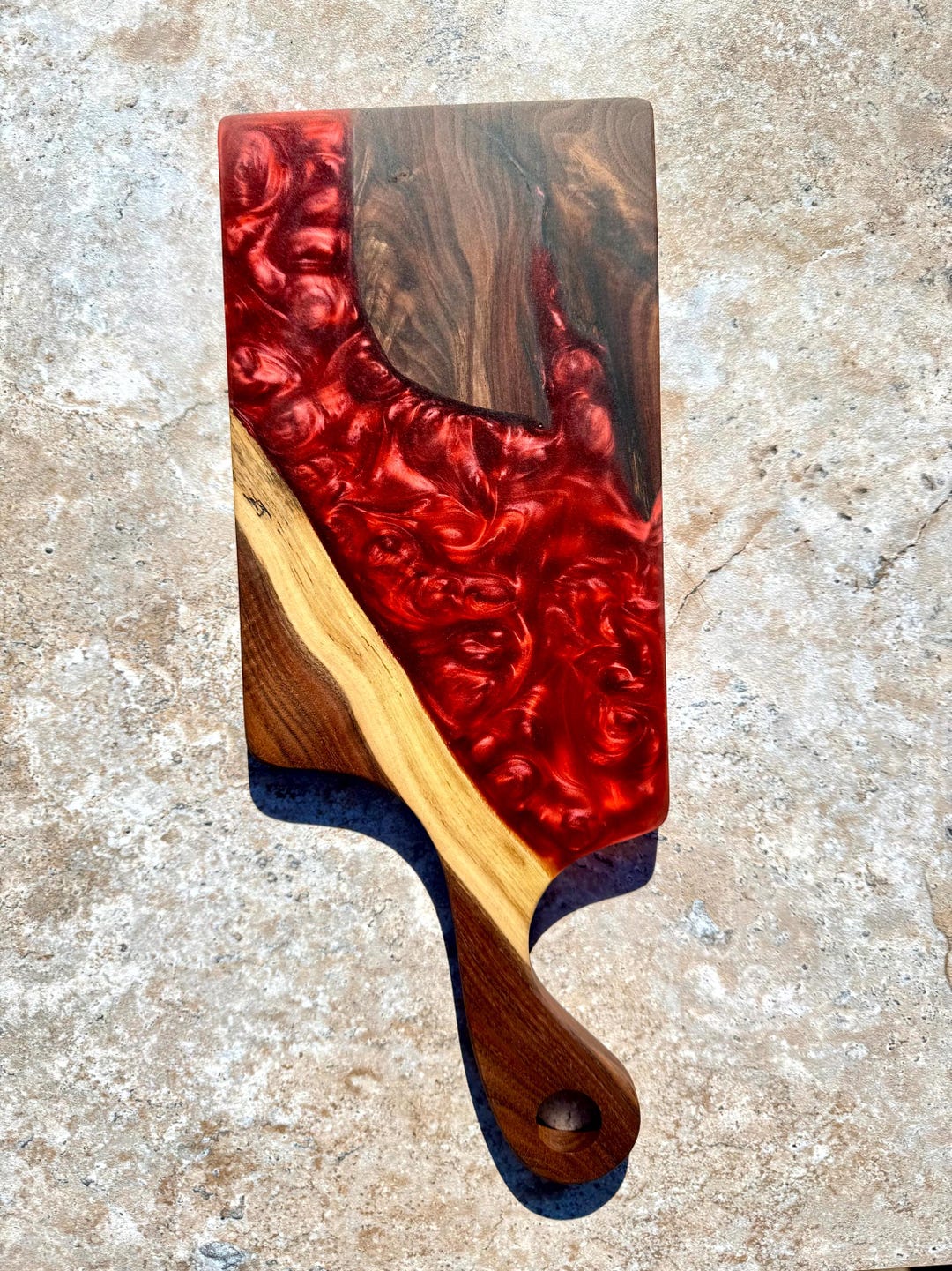 Walnut Wood Charcuterie Board, Ruby Red Resin Accents - Etsy