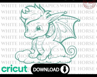 Baby Dragon Svg, Cute Baby Dragon Svg, Fantasy Dragon Outline Clipart ...