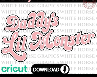 Daddy's Little Monster Cut File: Pink Halloween SVG, Cricut, PDF, PNG