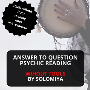 Puede incluir: Texto negro y rojo sobre fondo blanco que dice "100% de reembolso si la lectura no resuena". Debajo del texto, un rectángulo negro con texto blanco que dice "RESPUESTA A LA PREGUNTA LECTURA PSÍQUICA SIN HERRAMIENTAS POR SOLOMIYA".