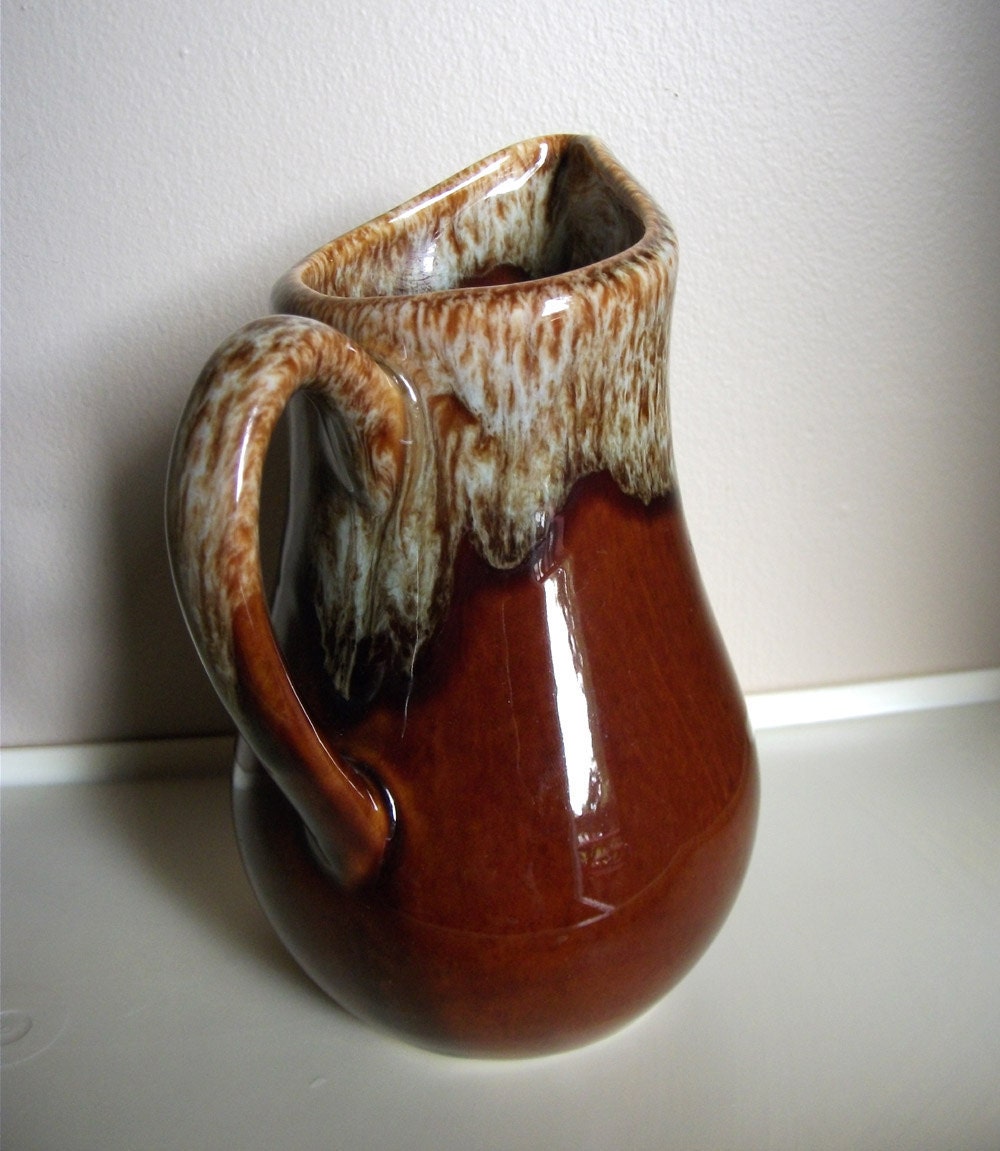 Vintage Drip Glaze Pottery Pitcher Chocolate Syrup Etsy