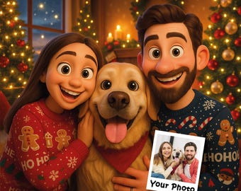 Custom Pixar Style Artwork from Photo, Family Cartoon Portrait (Digital Download)