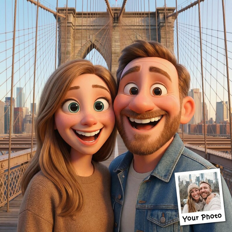 Custom Cartoon Portrait Personalised Gift Pixar Style Portrait from Photo Digital Personalised Cartoon Illustration image 2