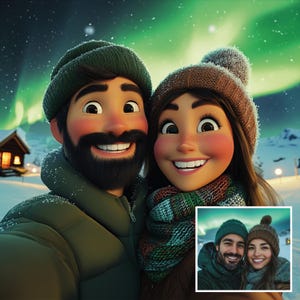 Pixar Style Couple Portrait from Photo Personalised Couple Gift Cartoon Style Portrait Cartoon Style Couple Customized 3D Animated Picture