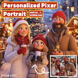 Personalized Pixar Portrait Custom Pixar Style Portrait from Photo Christmas Gift Custom Cartoon Character Become a Pixar Character Portrait