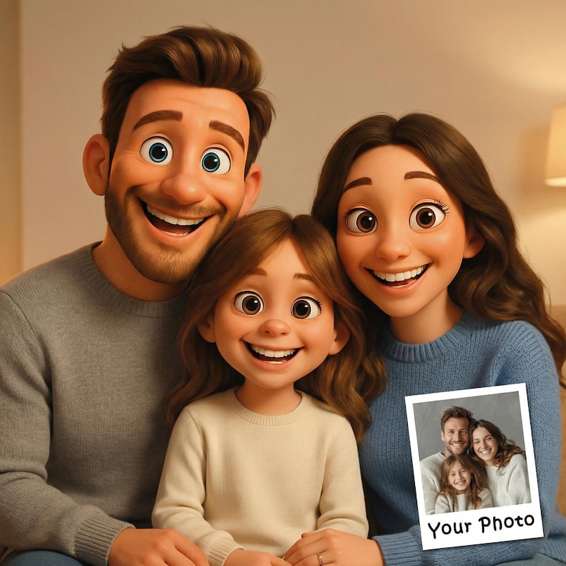 Custom Cartoon Portrait Personalised Gift Pixar Style Portrait from Photo Digital Personalised Cartoon Illustration image 6