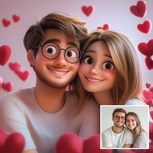 Benutzerdefinierte Cartoon Porträt vom Foto personalisiertes Geschenk für Sie Ihn Pixar Porträt vom Foto Kundenspezifisches Paar Geschenk Cartoon Stil Porträt