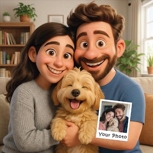 Custom Cartoon Portrait Personalised Gift Pixar Style Portrait from Photo Digital Personalised Cartoon Illustration image 1