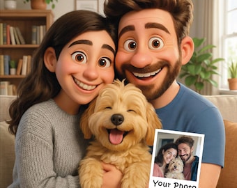 Custom Cartoon Portrait Personalised Gift Pixar Style Portrait from Photo Digital Personalised Cartoon Illustration
