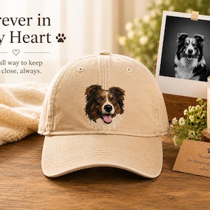 Cappellino commemorativo personalizzato per animali domestici con ricamo, berretto da baseball con ritratto di cane, in cotone, comodo, regalo di condoglianze