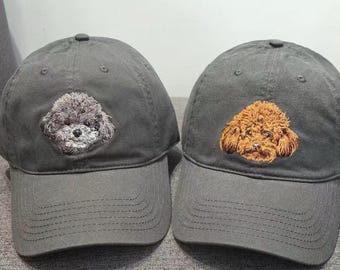 Custom Embroidered Pet Portrait Hat, Personalized Dog Baseball Cap, Dog Mom Gift, Cat Lover Gift, Memorial Pet Hat
