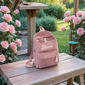 Sac à dos personnalisé nouveau style, sac d'école avec nom personnalisé, sac à dos en velours côtelé monogramme, cadeaux d'anniversaire, sac de voyage, style universitaire, léger et grand