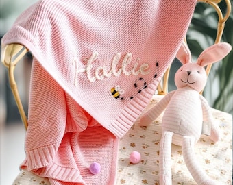 Couverture personnalisée pour bébé : prénom brodé, couverture en coton doux pour chambre de bébé