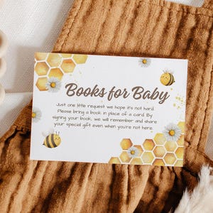 Livres d'abeilles pour baby shower, imprimables personnalisés pour bébé, saupoudrer de livre d'or, carte de demande, modèle de toile modifiable, des parents jusqu'aux abeilles