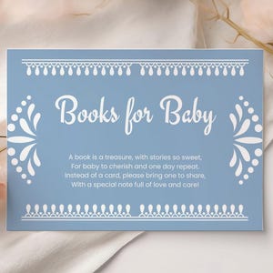 Dusty Blue Cielito Lindo Bücher für Baby Einladungskarte Mexikanische Papel Picado Shower Party Dekoration Talavera Theme Canva Vorlage