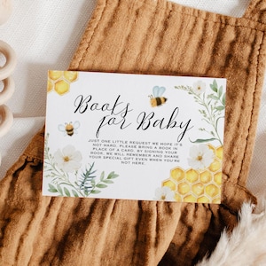 Livres personnalisés sur le thème des abeilles pour bébé invité demande insertion de carte modèle de toile modifiable Maman florale à abeille jeux de baby shower en nid d'abeille imprimables